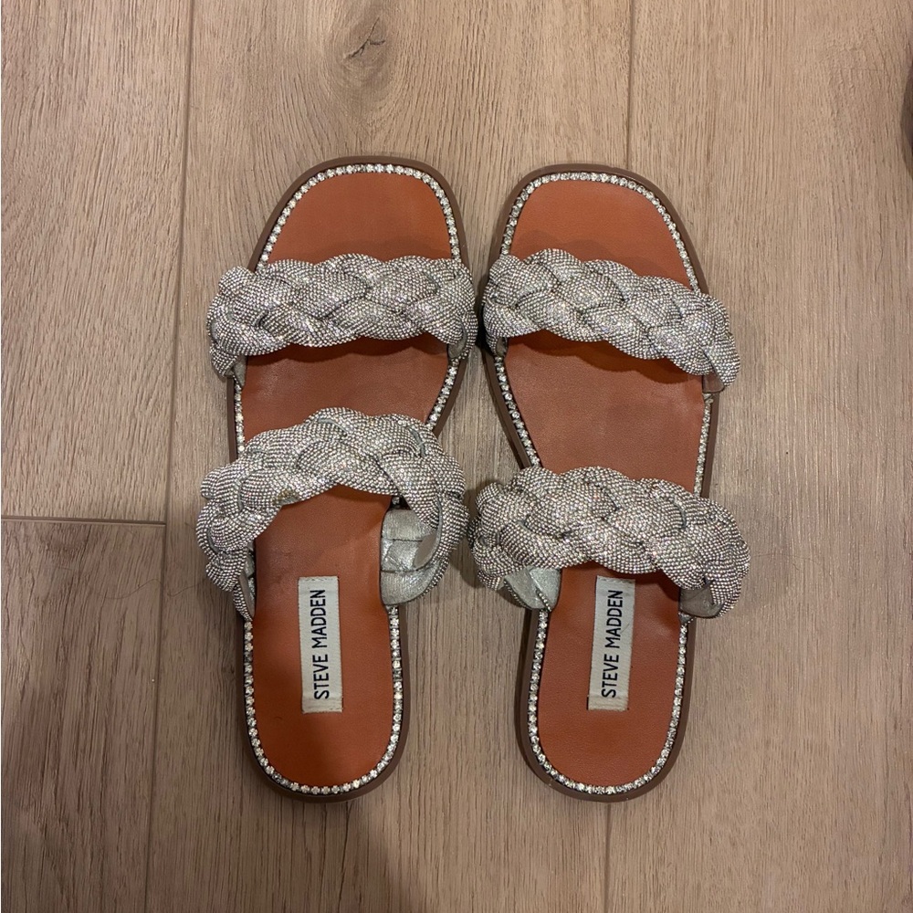 Steve Madden Silver Braided Sandals